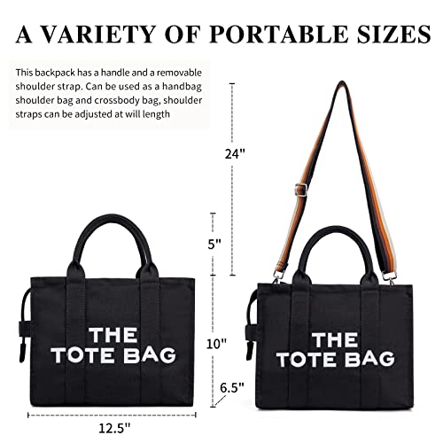 Canvas Tote Bags for Women – Travel Tote Handbag – Shoulder Bag with Zipper Crossbody Purse for Office, Travel, School(Black) | The Storepaperoomates Retail Market - Fast Affordable Shopping