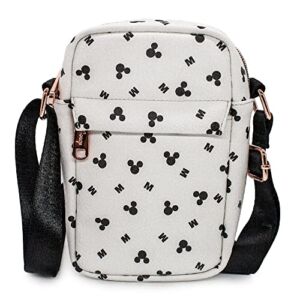 Buckle Down Disney Bag, Cross Body, Mickey Mouse Head and M Icons Scattered, White, Vegan Leather