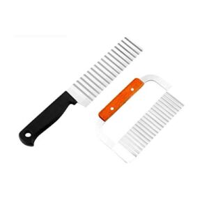 French Fries Machine Chip Cutter Set, Stainless Steel Fries Slicer, Wavy Blade French Fry Kitchen Tool, for Home Picnic Fast Food Restaurant Potato Cutter (Color : B)