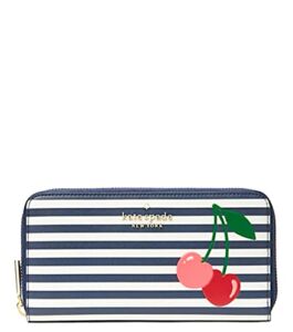 KATE SPADE BING STRIPED CHERRY LARGE CONTINENTAL WALLET IN (BLUE MULTI)