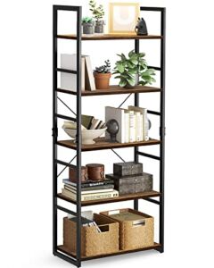 Pipishell Bookshelf, 5-Tier Bookcase, Storage Rack Shelf, Tall Ladder Shelf Organizer, Display Shelf with Steel Frame, Vintage Standing Shelf for Home Office, Living Room, Bedroom, Kitchen, PISS02