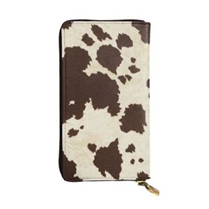 Cow Fur Print Print Men’S And Women’S Leather Wallets Clutches And Wallets Soft Leather Print Zip Multi Card Slots