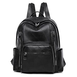 Women’s Backpack Purses Multipurpose Vintage Handbag Shoulder Bag PU Leather Fashion Travel bag (Black)