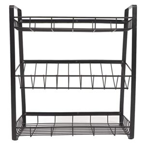 YOUTHINK Spice Rack, 3 Tiers Countertop Spice Rack Solid Iron Carbon Steel Black Spice Rack For Home Kitchen Living Room Bathroom
