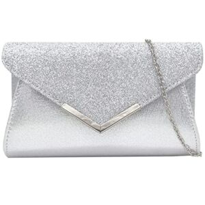 Milisente Glitter Clutch Purses For Women Large Wedding Bridal Purses For Ladies Evening(Silver)