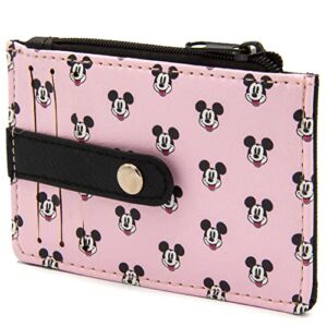 Buckle-Down Women’s Wallet ID/Card Holder-Mickey Mouse Smiling Expression Monogram Blush Pink, 4.5″ x 3.0″