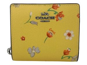Coach Snap Wallet in Mystical Floral Print Yellow Style No C8703