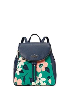 Kate Spade Canvas Leila Small Flap Drawstring Backpack Lily Blooms Green