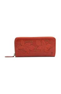 Frye Womens Melissa Studded Floral Zip Wallet, Sandstone, One Size US
