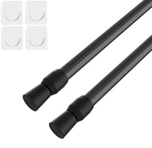 2pcs Spring Tension Curtain Rod,28-43 Inches Adjustable Expandable Pressure Black Curtain Tension Rods for Kitchen, Bathroom, Window,Home