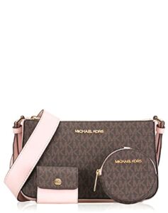 Michael Kors Crossbody with Tech Attached MK Signature Powder Blush Brown