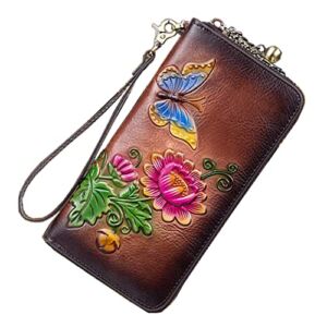 IAGOM Women Wallet Large Leather RFID Blocking Designer Zip Around Card Holder Organizer Ladies Travel Clutch Wristlet