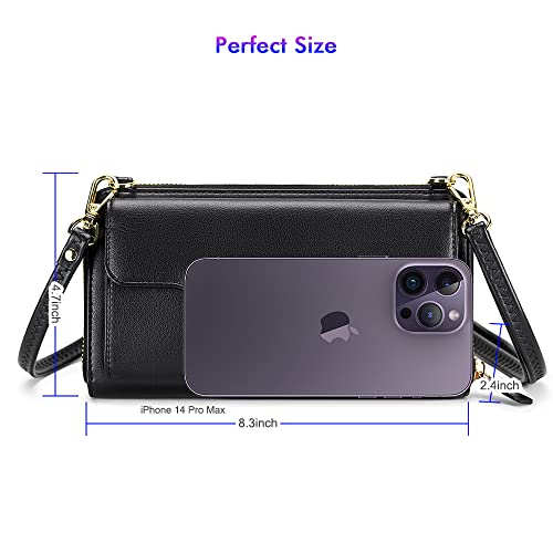nuoku Crossbody Bags for Women, Wristlet Wallets for Women, Small Clutch Purses for Women, Cell Phone Wallet, Rfid Wallet, BLACK | The Storepaperoomates Retail Market - Fast Affordable Shopping