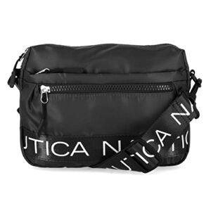 Nautica Womens Nautica Nylon Bean Bag Crossbody/Belt Bag With Adjustable Shoulder Strap Crossbody, Black, 9.7 x 7.1 2.6 US