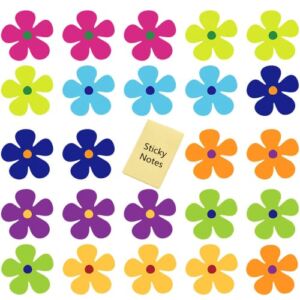Fridge Magnets, Car Magnet Decorations Magnetic Daisy Flower Decals, Daisy Flower Cutout Magnet for Car Home Wall Whiteboard Refrigerator + 100 Sheets/Self-Stick Note Pads (Star)
