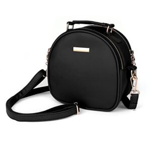 Fashion Crossbody Bag Shoulder Bag for Women,Girls Messenger Bags Purse with Zipper, Cellphone Bag Handbag with Adjustable Strap,Black