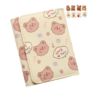 JELLYEA Kawaii Bear Wallet Cute Cartoon Card Holder Small Wallet Purse Anime Girls Front Pocket Folded Wallet (6), One Size