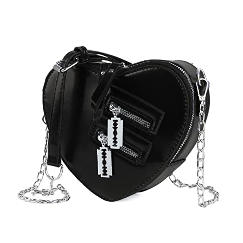 Oweisong Women Red Heart Purse Cute Black Heart Shaped Crossbody Bag Mini Ladies Chain Clutch Shoulder Handbags | The Storepaperoomates Retail Market - Fast Affordable Shopping