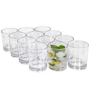 REALWAY 12 Ounce Plastic Cups Reusable,Unbreakable Drinking Glasses,BPA Free Dishwasher Safe Acrylic Glasses Drinkware for Kitchen Kid Adult,Plastic Glasses Look Like Glass, Drinking Glasses Set of 12