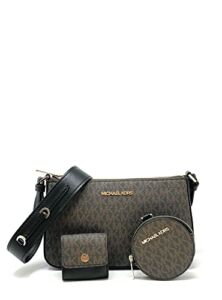 Michael Kors Crossbody with Tech Attached MK Signature Brown/black