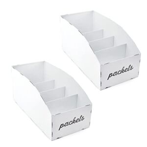 AuldHome Farmhouse Food Packet Organizers (2-Pack, White); Pantry Organization Divided Compartment Bins for Food Mixes and Spice Packets