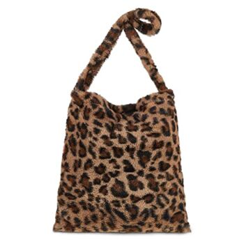 Leopard Print Clutch Handbag Plush Faux Fur Tote Bag Fuzzy Tote Bag Aesthetic Fluffy Leopard Print Purse Shoulder Cheetah Women’s Tote Handbags for Winter, 11.81 x 12.6 x 1.57 Inch | The Storepaperoomates Retail Market - Fast Affordable Shopping