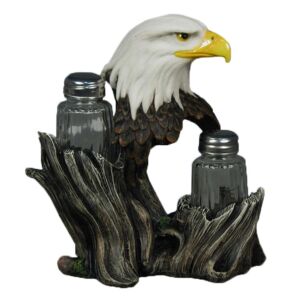 DWK Bald Eagle Salt and Pepper Patriotist Shaker Set A Decorative Figurine Display and Holder For Your Kitchen Home Decor Sculptures and Restaurant Tables