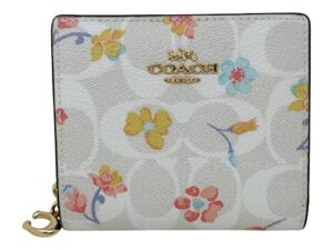 Coach Signature Snap Wallet in Mystical Floral Print Chalk Style No C8704