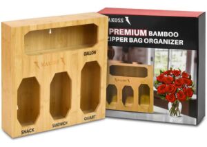 MAKOSS Premium Bamboo Ziploc Bag Storage Organizer & Dispenser Kitchen Wall Drawer- Zip loc Baggie Organizer – Food Storage Plastic Bag Holder of Gallon, Slider Quart, Sandwich, Snack Holiday deals