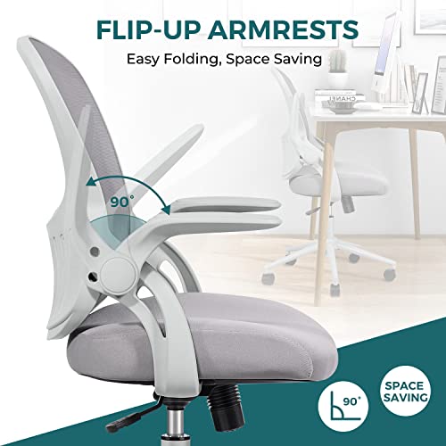 SMUG Home Office Chair Ergonomic Desk Chair Mesh Computer Chair Modern Height Adjustable Swivel Chair with Lumbar Support/Flip-up Arms, Grey | The Storepaperoomates Retail Market - Fast Affordable Shopping
