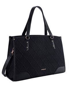 Missnine Tote Bag for Women Denim Teacher Bag Casual Work Bags 15.6 inch Shoulder Bag for Office Business