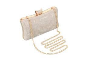 Rucavono Women’s Evening Handbags,gold clutch purses for women evening Gold purse For Wedding Party Bridal Prom Formal Gold Evening Shoulder Handbag