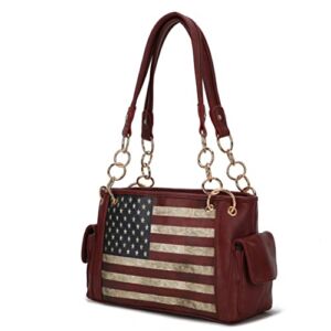 MKF Collection USA Shoulder Bags for Women, Vegan Leather American Flag Handbag Purse Top-Handle Satchel Bag