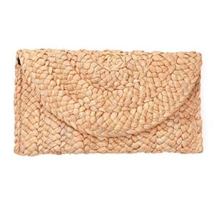 FARVALUE Women Straw Clutch Summer Straw Beach Bag Hand-woven Summer Envelope Purse Wallet