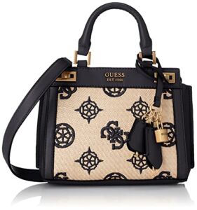 GUESS Womens Katey Mini Satchel, Natural/Black, One Size US