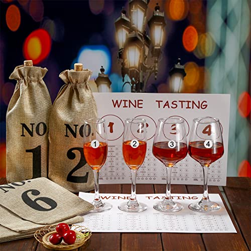 36 Pcs Wine Tasting Gift Party Supplies Blind Wine Tasting Kit 13.8 x 9.9 in Wine Tasting Notes Placemats Burlap Jute Wine Bag Numbered Wine Bottle Gift Bags with Drawstring and Number Stickers | The Storepaperoomates Retail Market - Fast Affordable Shopping