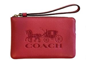 Coach Women’s Corner Zip Wristlet With Horse And Carriage (Strawberry Haze)