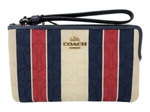 Coach Large Corner Zip Wristlet In Signature Jacquard With Stripes Style No. C8753