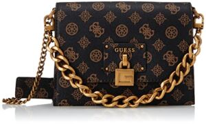 GUESS Womens Centre Stage Flap Crossbody, Mocha Logo, One Size US