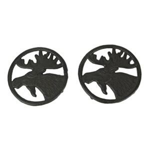 Things2Die4 Set of 2 Cast Iron Moose Trivets Decorative Kitchen Home Decorations Lodge Decor, Brown