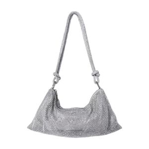 Rhinestone Hobo Bags for Womens Chic Sparkly Crystal Evening Handbag Shiny Purse Shoulder Bags for Travel Party Proms Gifts