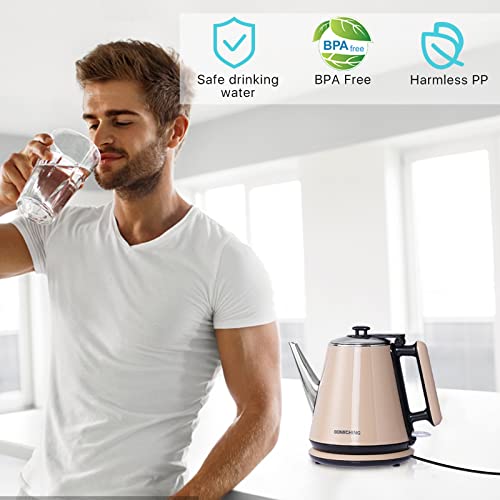 BOMICHING Electric Water Kettle, Double Wall Electric Kettle, Food Grade Stainless Steel Electric Tea Kettle, Electric Kettles For Boiling Water BPA Free, Auto Shut-off, Boil-Dry Protection | The Storepaperoomates Retail Market - Fast Affordable Shopping