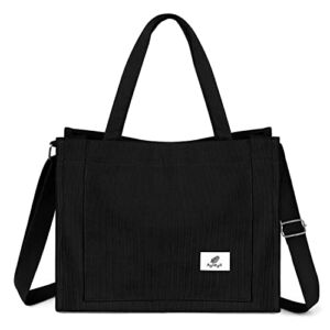 Corduroy Tote Bag for Women Crossbody Shoulder Handbags Small Satchel Bag Handbag Stylish Tote Bag for Women Corduroy Large Capacity Shoulder Bag Satchel(Z-Black)