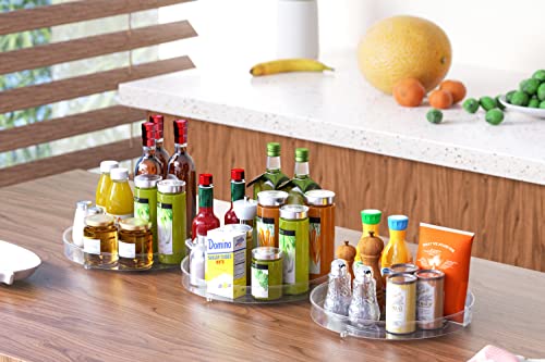 Benzoyl Lazy Susan Spice Rack, 3 Pack 10.6” Round Plastic Clear Rotating Turntable Organization, Spinning Organizer Spices Condiments Container Bins for Cabinet, Pantry, Fridge, Countertop, Kitchen | The Storepaperoomates Retail Market - Fast Affordable Shopping