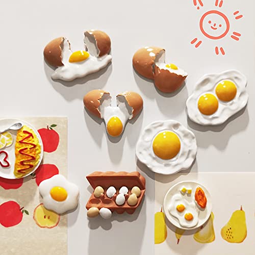 2 PCS Resin Fried Egg Refrigerator Magnet, 3D Egg Home Decoration Fridge Magnetic Stickers Photo Office Message Kitchen Accessories | The Storepaperoomates Retail Market - Fast Affordable Shopping