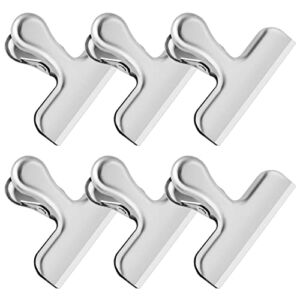 6 Pack Silver Bag Clips for Food Packages, Chip Clips Bag Clips Food Clips, Stainless Steel Heavy Duty Bag Clips for Food, Office Kitchen Home Usage Storage
