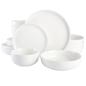 Gibson Home Oslo Porcelain Dinnerware Set, Service for 4 (16pcs), White