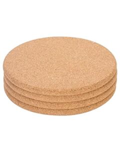 Cork Trivet, 4 Pack High Density Thick Cork Coaster Set for Hot Dishes, 8 Inch Heat Resistant Multifunctional Cork Board, Hot Pads for Table & Countertop