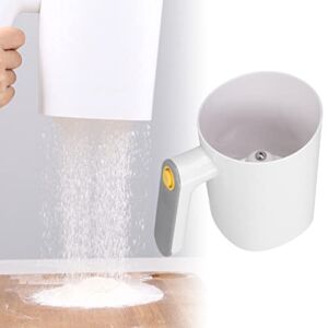 Horoper Electric Flour Sifter, battery operated electric flour sifter, 2 Using Modes Handheld Operated Flour Strainer Electric Cup Shape White Powder Sieve for Home Baking Flour Icing Sugar