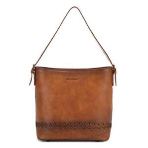 Brown Hobo Purses for Women Bucket Bags Leather Tote Handbags Shoulder Purse MWG03-G9067BR